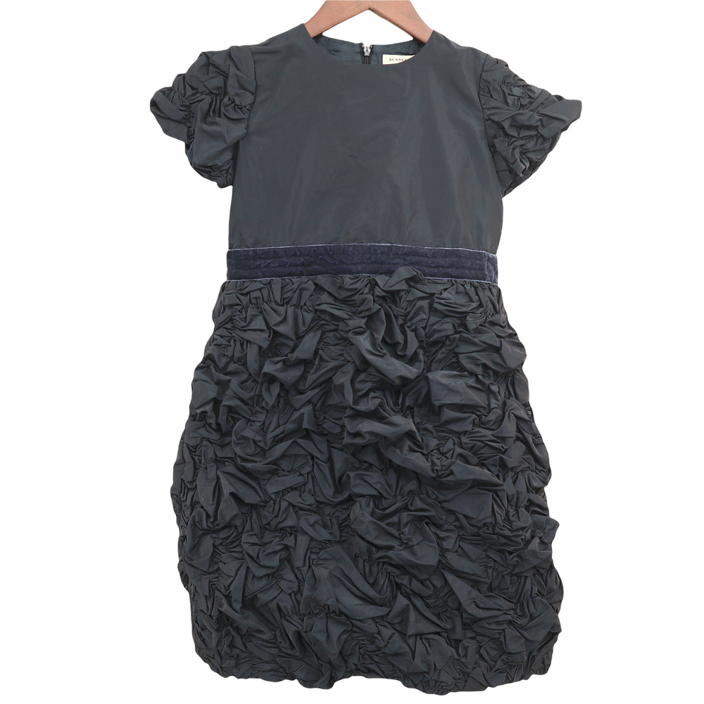 BURBERRY KIDS DESIGNER black velvet waist formal casual dress size 10 Y …